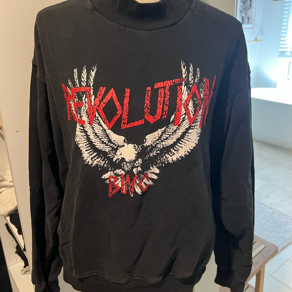 Anine Bing Revolution Saint Sweatshirt in Washed Black